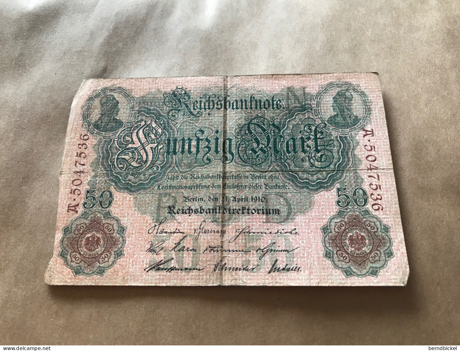 Banknote Geldschein Reichsbanknote Deutsches Reich 50 Mark 1910 - 50 Mark