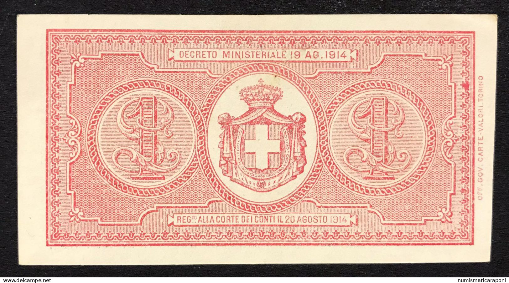 1 LIRA VITTORIO EMANUELE III° 21 09 1914 Sup+ OTTIMO E INTERESSANTE BIGLIETTO  LOTTO 4674 - Italia – 1 Lira