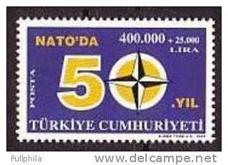 2002 TURKEY 50TH ANNIVERSARY OF TURKEY PARTICIPATING IN NATO MNH ** - Unused Stamps