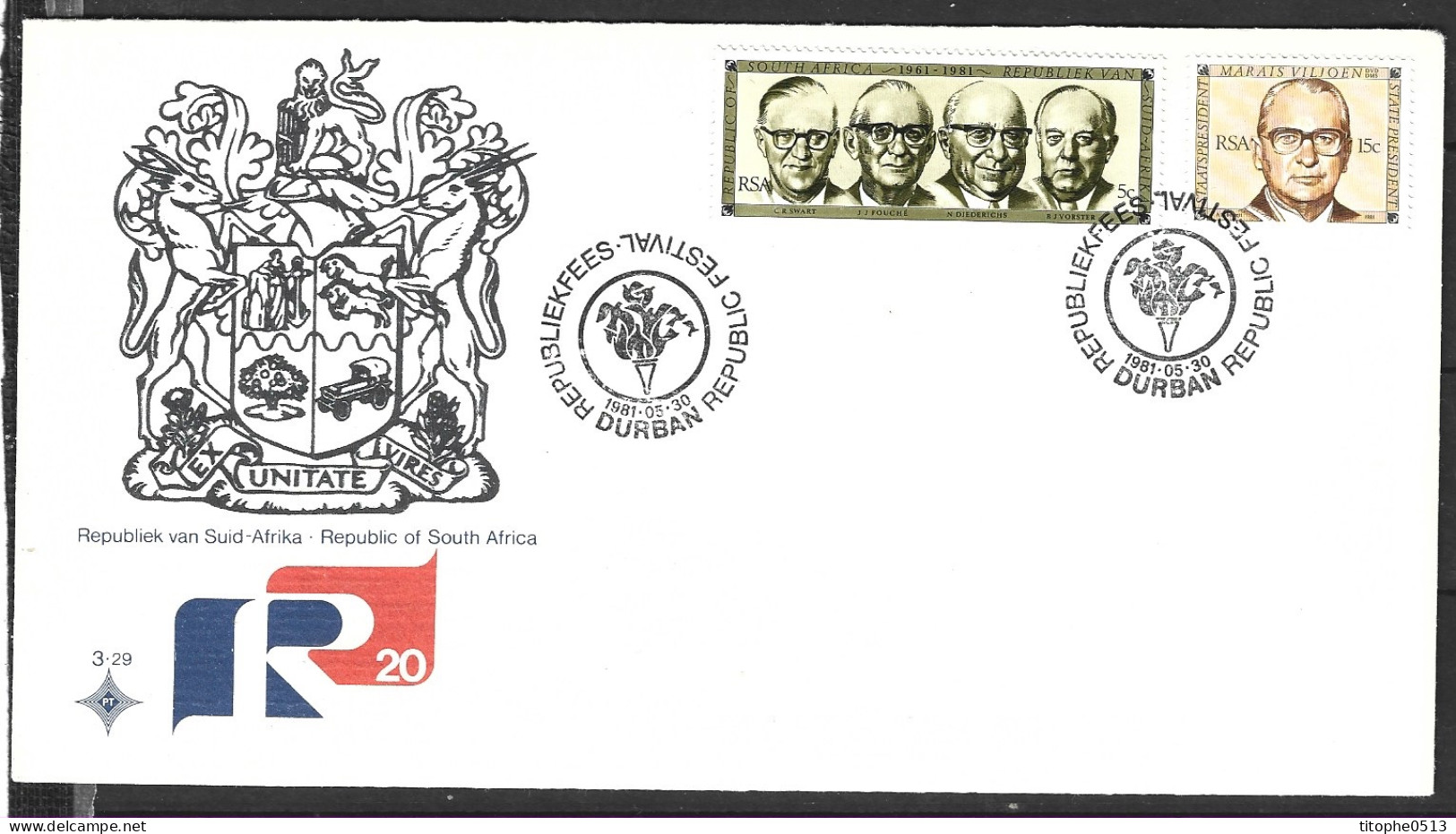 AFRIQUE DU SUD. N°490-1 Sur Enveloppe 1er Jour (FDC) De 1981. Présidents. - FDC