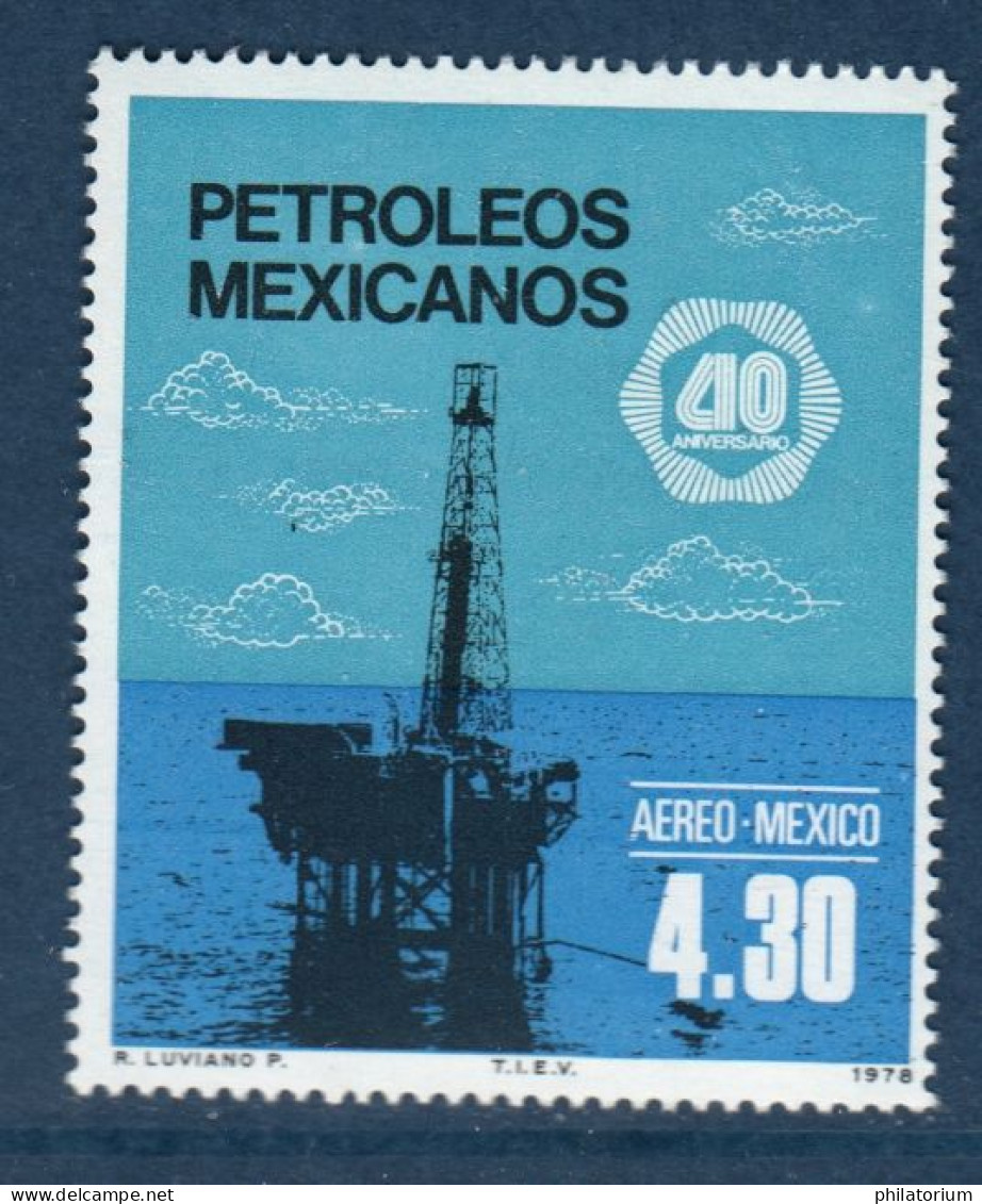 Mexique, Mexico, **, Yv PA 454, Mi 1580, Extraction Du Pétrole, Plate-forme En Mer, - Aardolie