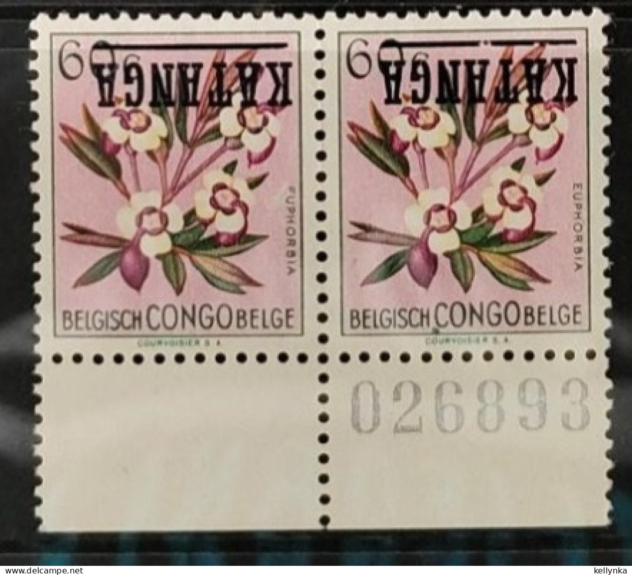 Katanga - 29 - En Paire - Surcharge Renversée - Inverted Overprint - Fleurs - 1960 - MNH - Katanga