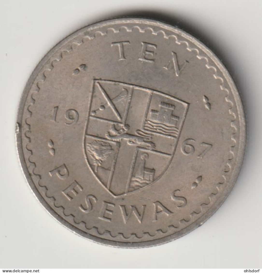 GHANA 1967: 10 Pesewas, KM 16 - Ghana