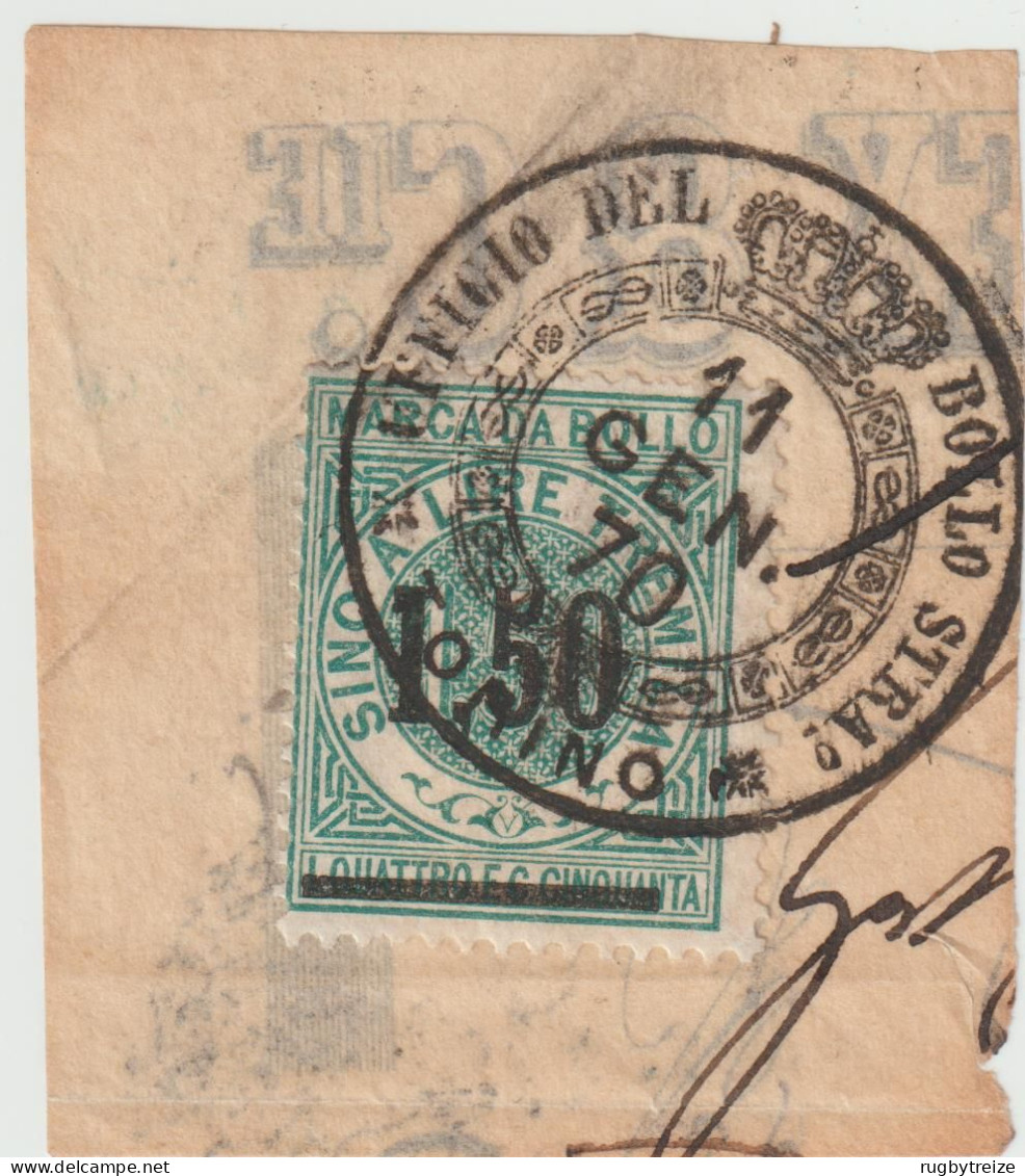 7378 FRAGMENT --- Timbre Fiscal MARCA DO BOLLO SURCHARGE TORINO - Revenue Stamps