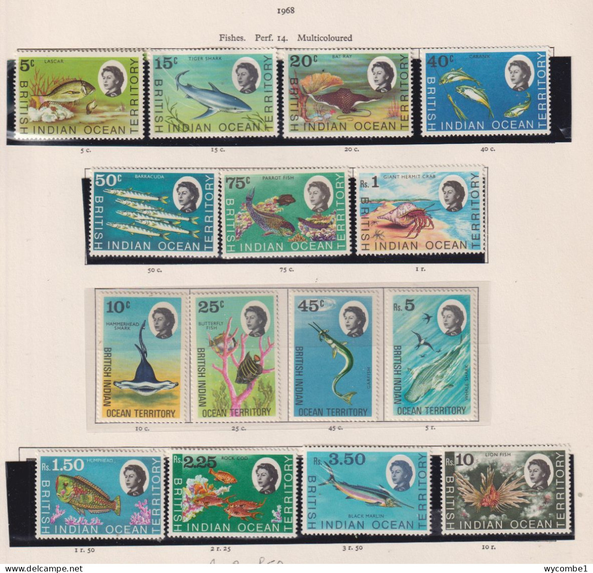 BRITISH INDIAN OCEAN TERRITORY  - 1968 Fish Set Hinged Mint - Territorio Británico Del Océano Índico