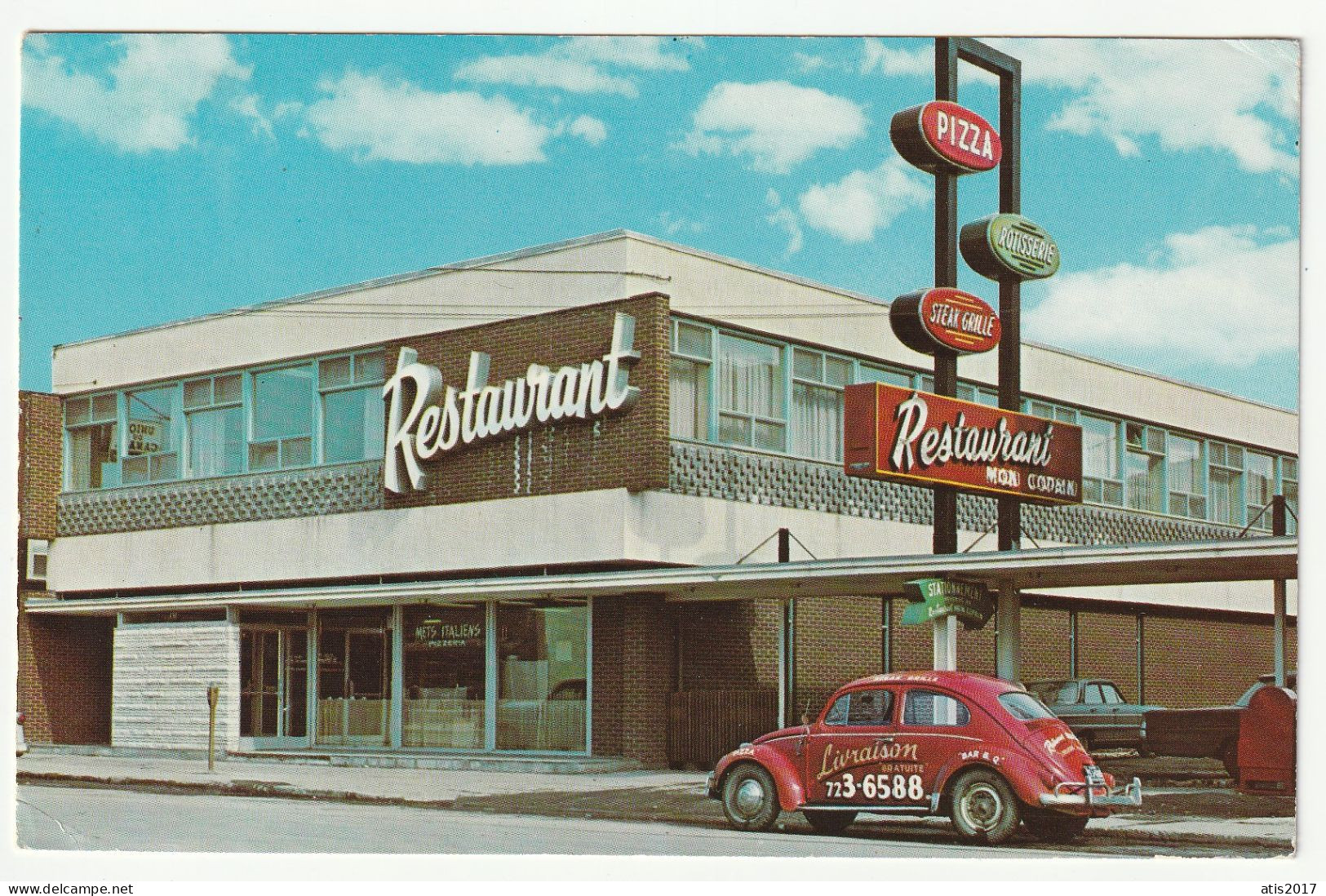 RIMOUSKI - Restaurant ' Mon Copain "rue St Germain -  Chrome Pc - Voiture Volkswagen Cox - Rimouski