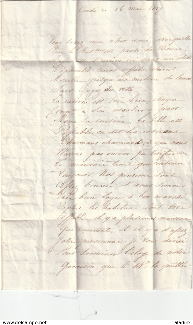 1817 - Marque Postale 57 CONDE Sur Lettre Amicale De 3 Pages Vers DOUAI - Taxe 2 - Dateur En Arrivée - 1801-1848: Precursors XIX