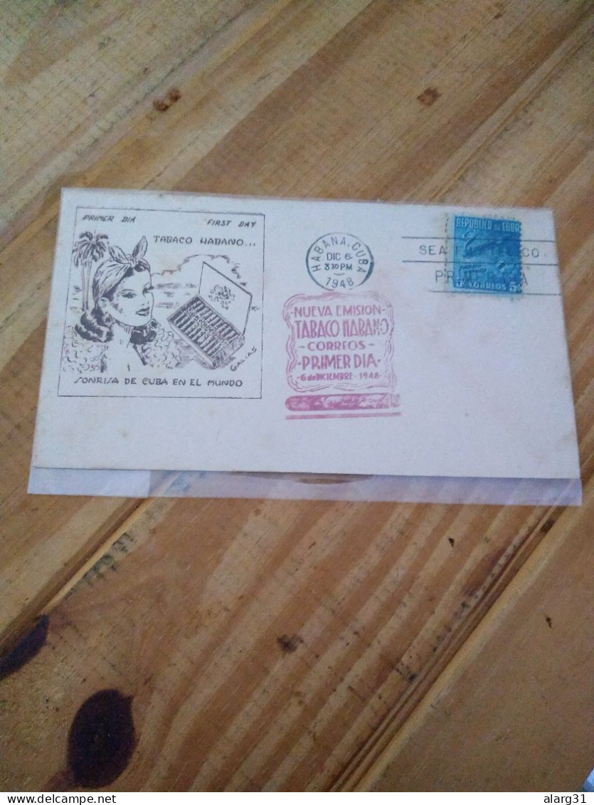 Cuba 1948.tobacco Yv 314  Fdc Machine & Pictorial Rose Pmk.ilustrated .condition As Per Photo.e7 Reg Post Conmems 1 Or 2 - Lettres & Documents