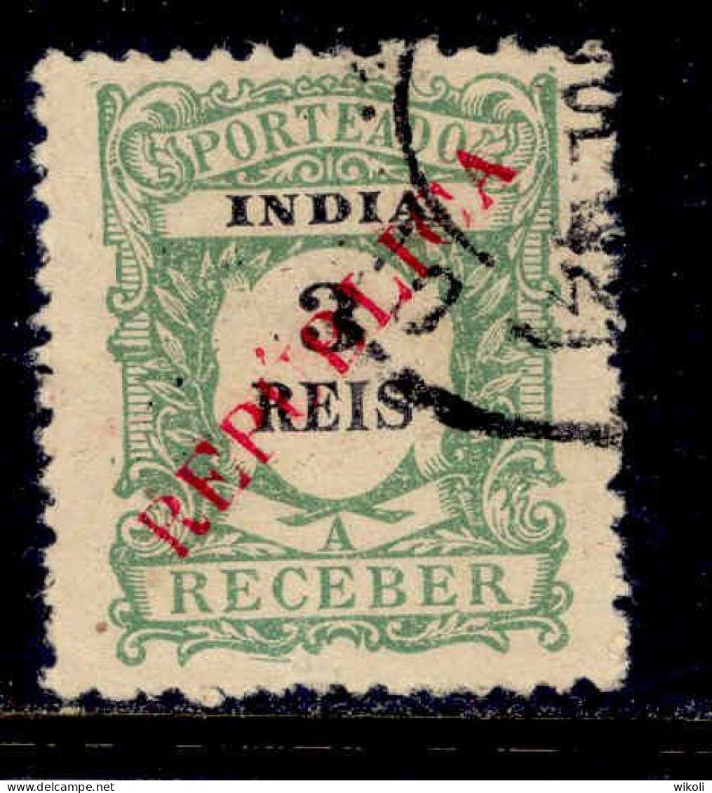 ! ! Portuguese India - 1914 Postage Due Local Republica 3 R - Af. P24 - Used (cb 049) - Inde Portugaise