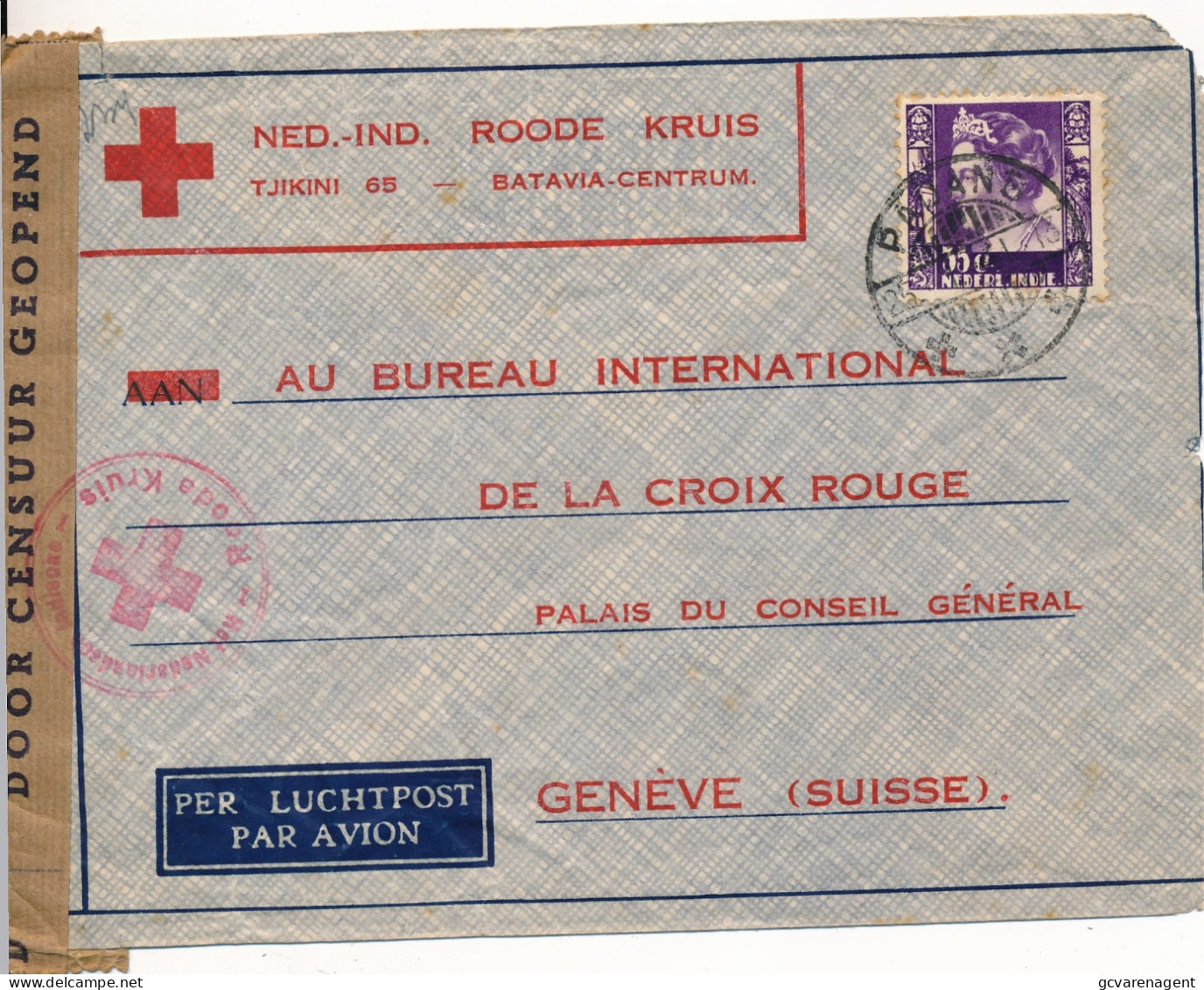 NED.IND COVER 41 ROODE KRUIS BATAVIA - AU BUREAU INTERNATIONAL DE LA CROIX ROUGE  GENEVE SUISSE     2 SCANS - Niederländisch-Indien