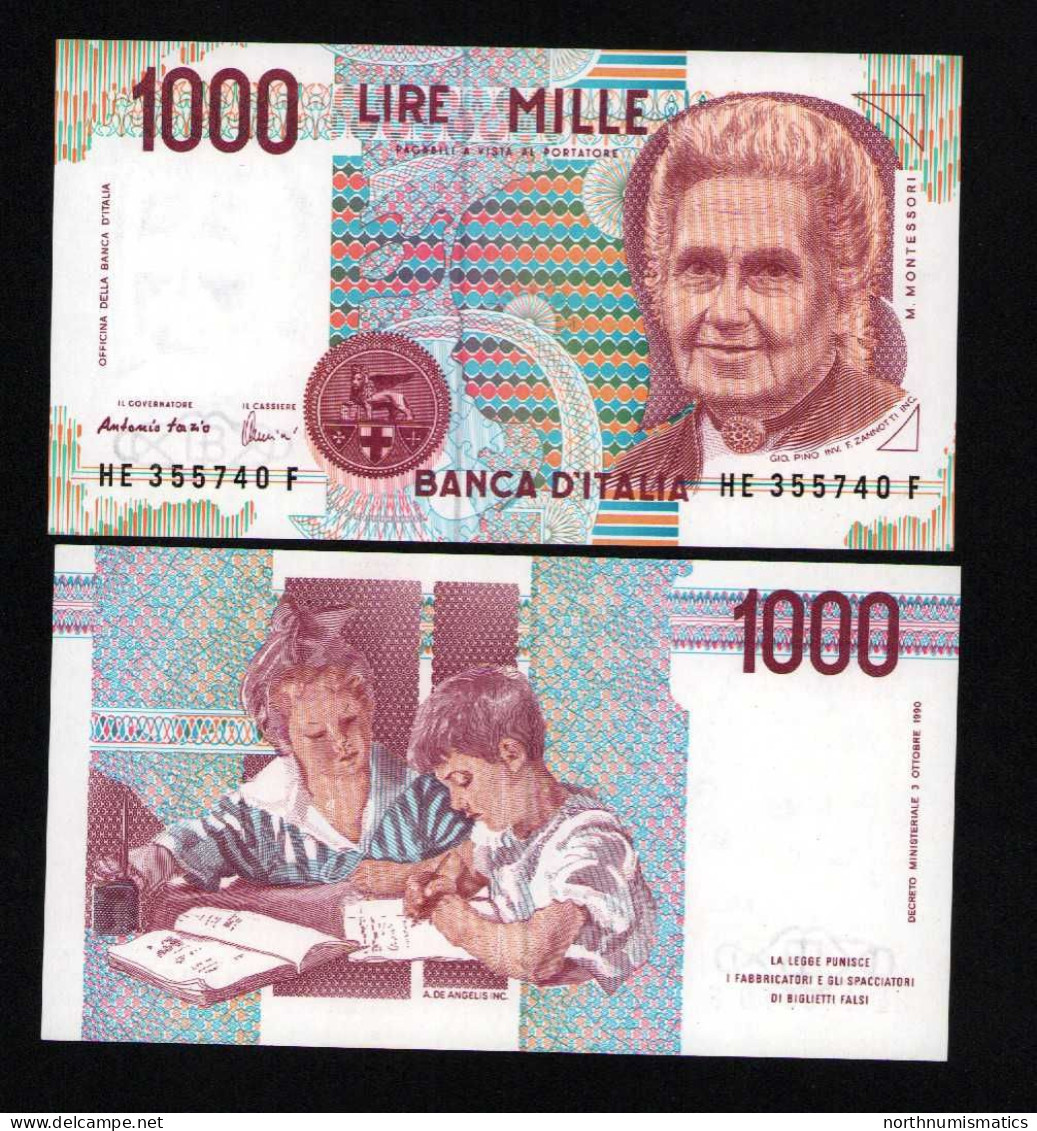 Italy 1000 Lire Unc 3 October1990 Prefix HE ----F - [ 9] Collections