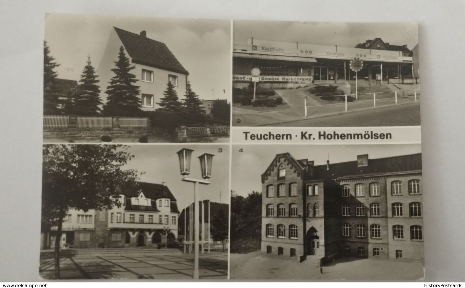 Teuchern, Kr. Hohenmölsen, Kaufhalle, Oberschule U.a., DDR, 1986 - Teuchern