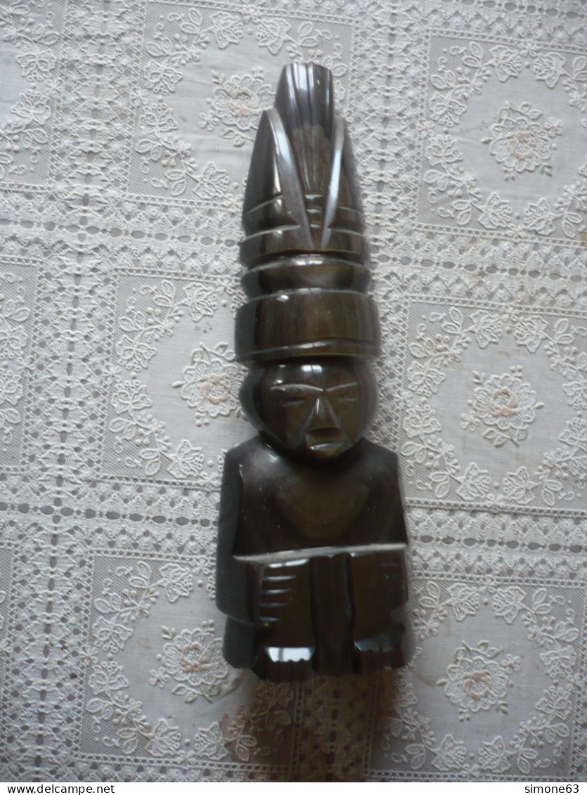 Belle Statue En Obsidienne - Inclusions - Reflets En Argent - AZTEQUE - Précolombienne - Art Précolombien & Améridien