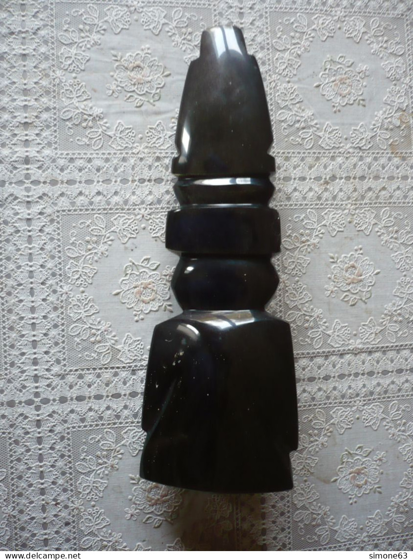 Belle Statue En Obsidienne - Inclusions - Reflets En Argent - AZTEQUE - Précolombienne - Pre-Columbian & Native American Art