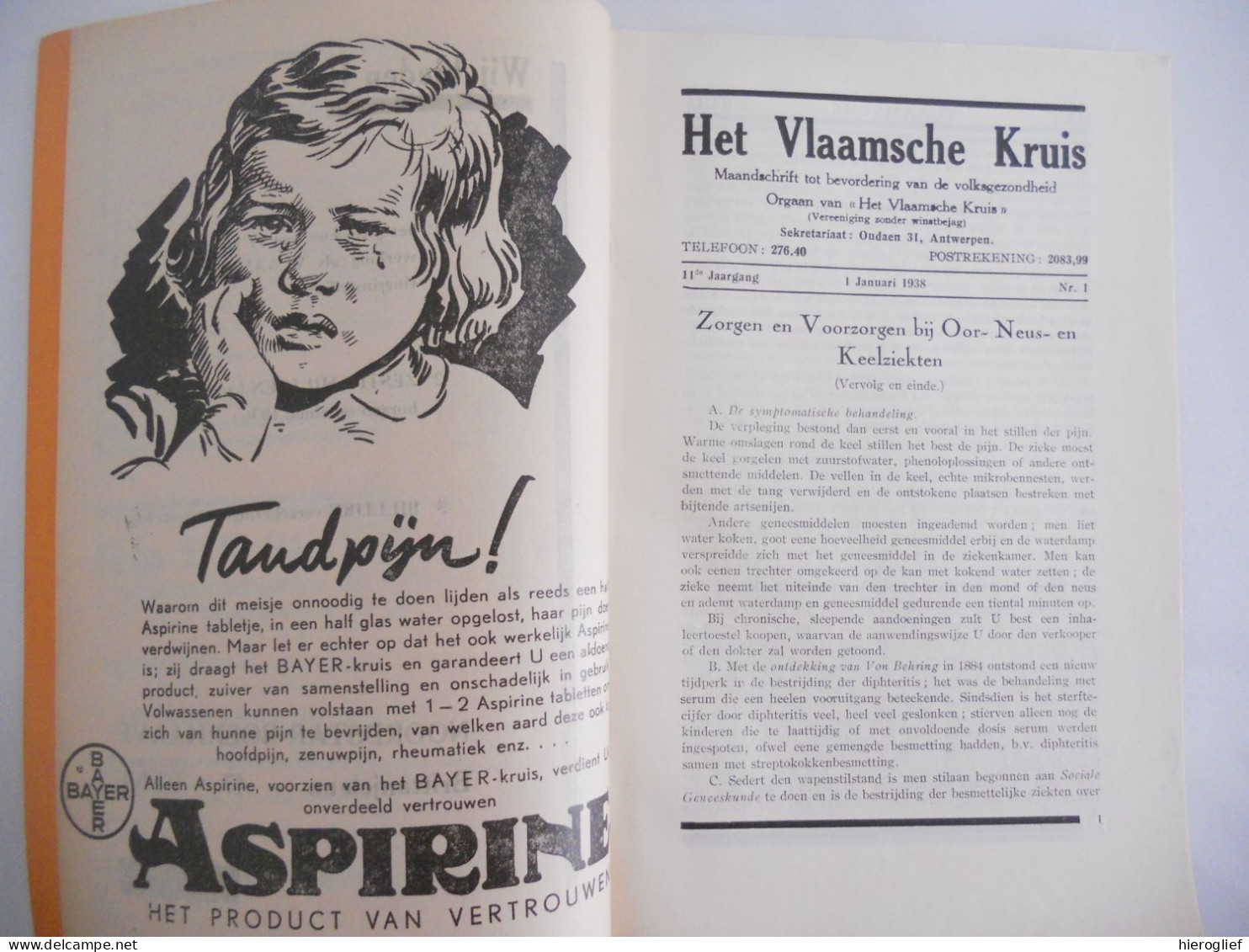 HET VLAAMSCHE KRUIS - Maandblad 1938 Nr 1 + 2 - Secretariaat Oudaen 31 Antwerpen / Vlaams Kruis EHBO Gezondheid Medisch - Sachbücher