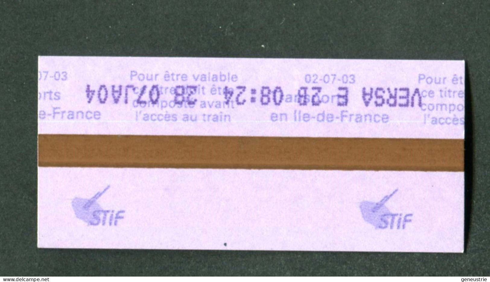 Ticket De Train - SNCF 2004 "La Défense - Gare De Versailles Chantier - 50% Famille Nombreuse" STIF Ile-de-France - Europe