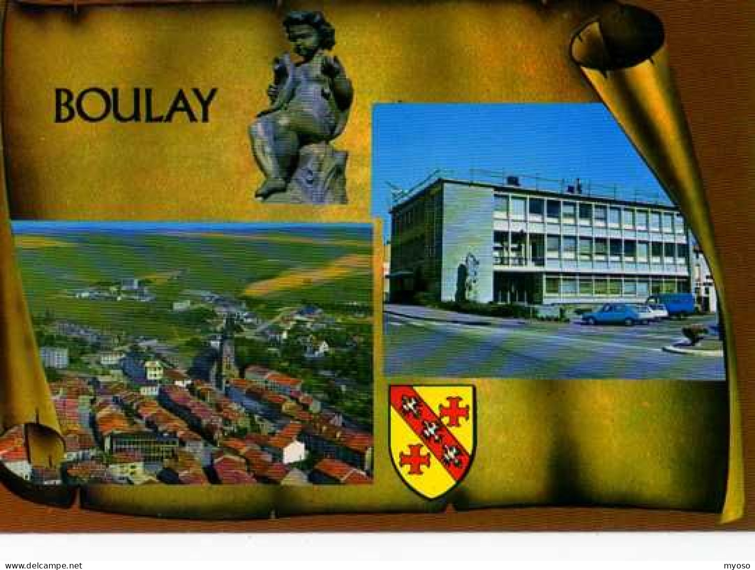 57 BOULAY Vue Generale Hotel De Ville,blason,parchemin - Boulay Moselle