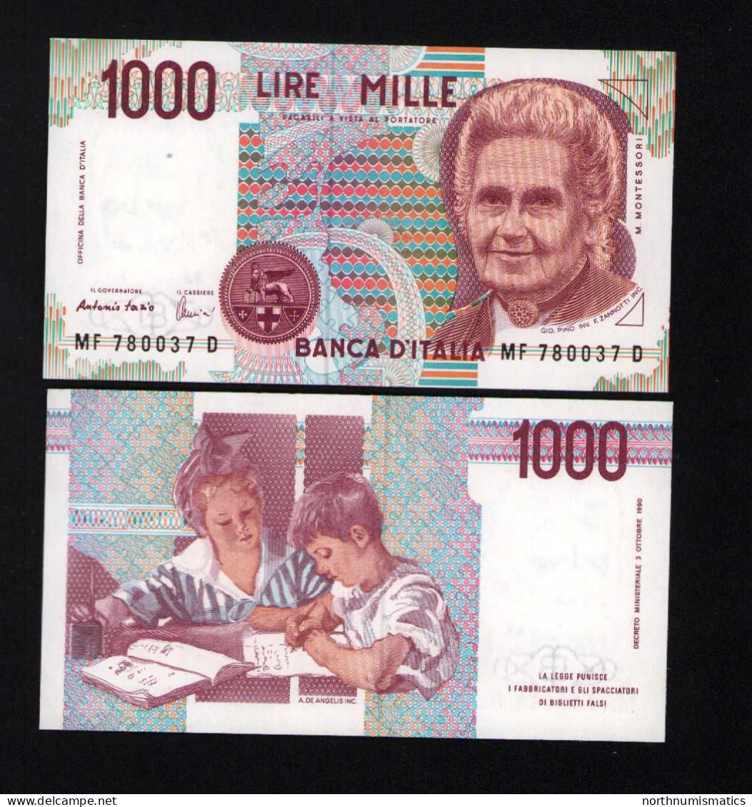 Italy 1000 Lire Unc 3 October1990 Prefix MF----D - Sonstige & Ohne Zuordnung