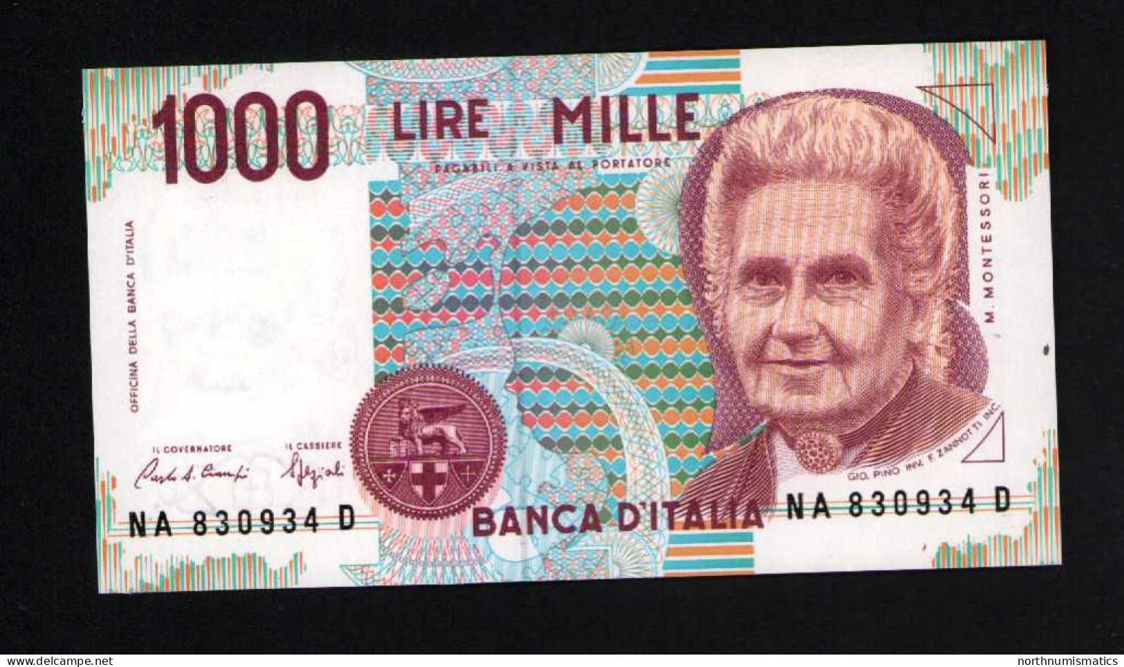 Italy 1000 Lire Unc 3 October1990 Prefix NA----D - Other & Unclassified