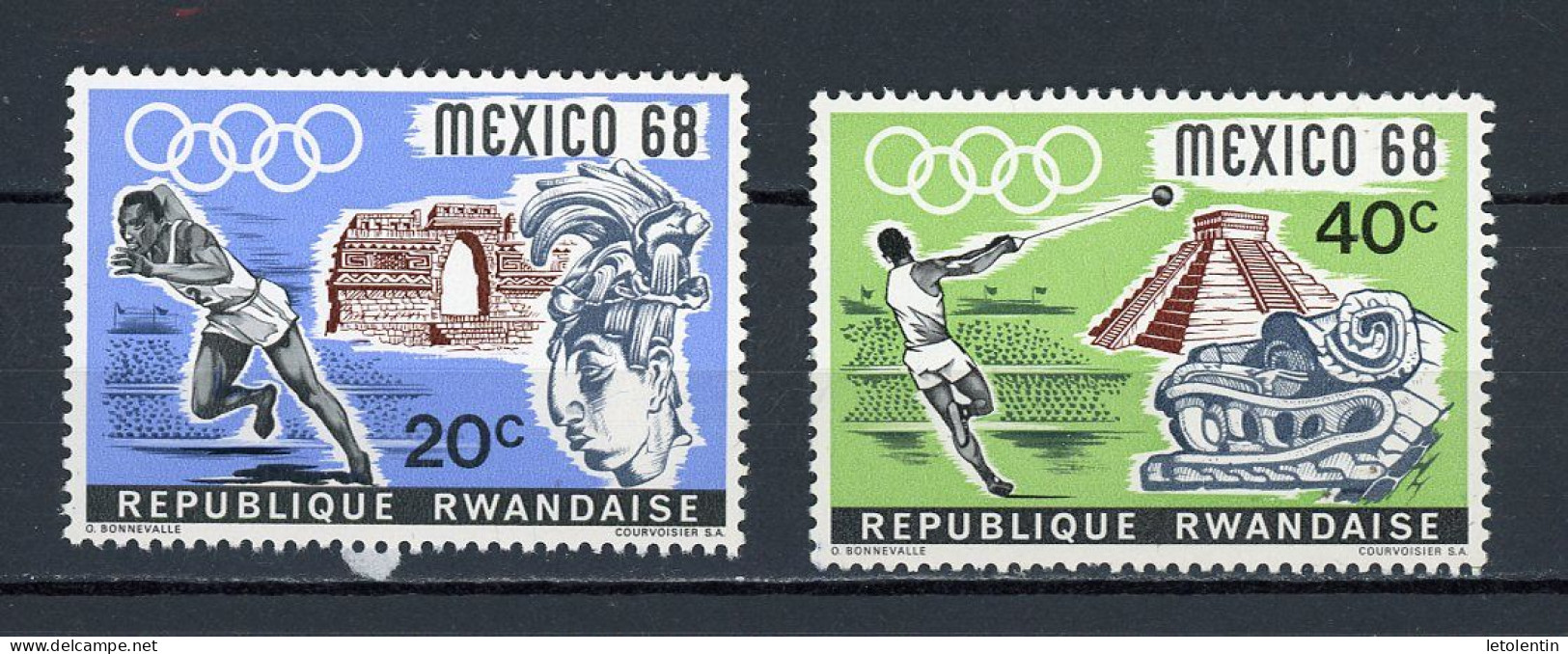 RWANDA : JO DE MEXICO -  N° Yvert 243+244** - Unused Stamps