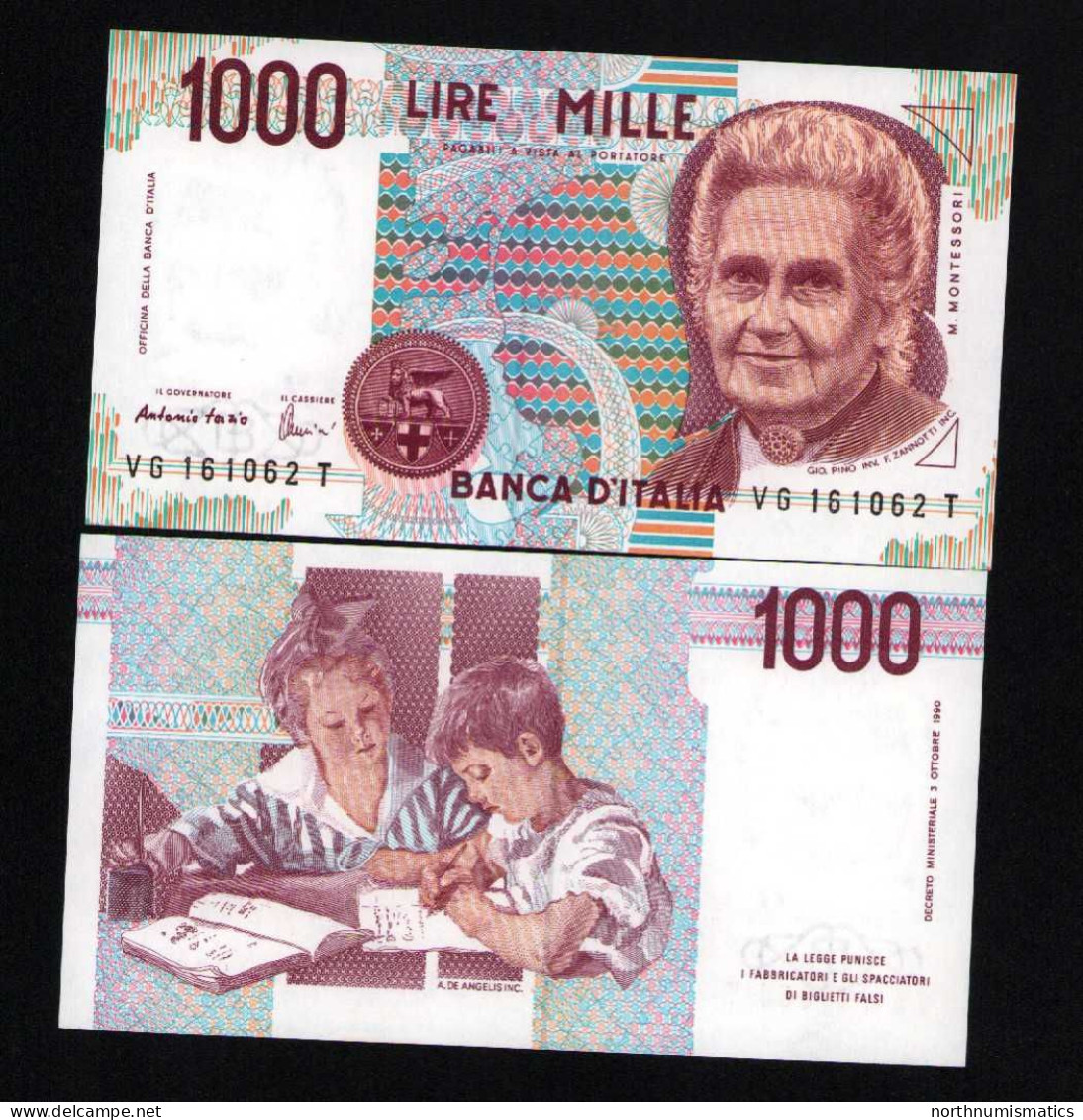 Italy 1000 Lire Unc 3 October1990 Prefix VG---T - Sonstige & Ohne Zuordnung