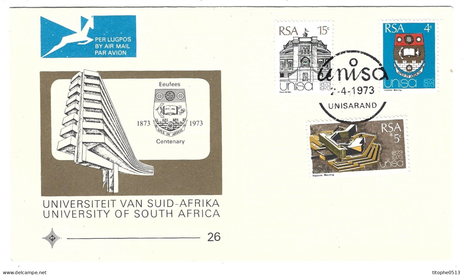 AFRIQUE DU SUD. N°341-3 De 1973 Sur Enveloppe 1er Jour. Université Sud-africaine. - FDC