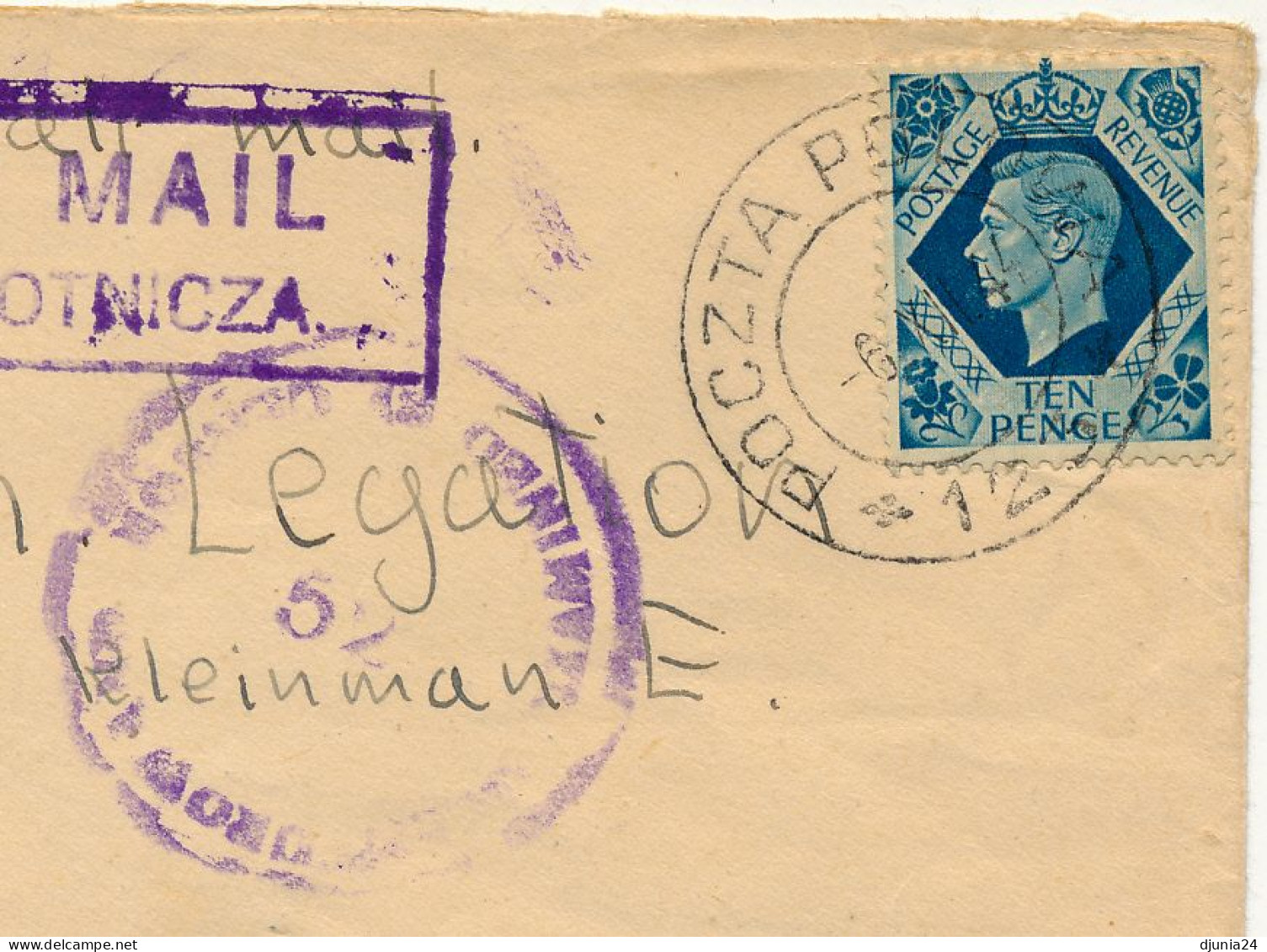 BF0101 / PALESTINE - 1944 , POCZTA POLOWA , Brief An Die Polnische Legation (Gesandschaft) In Teheran - Governo Di Londra (esilio)