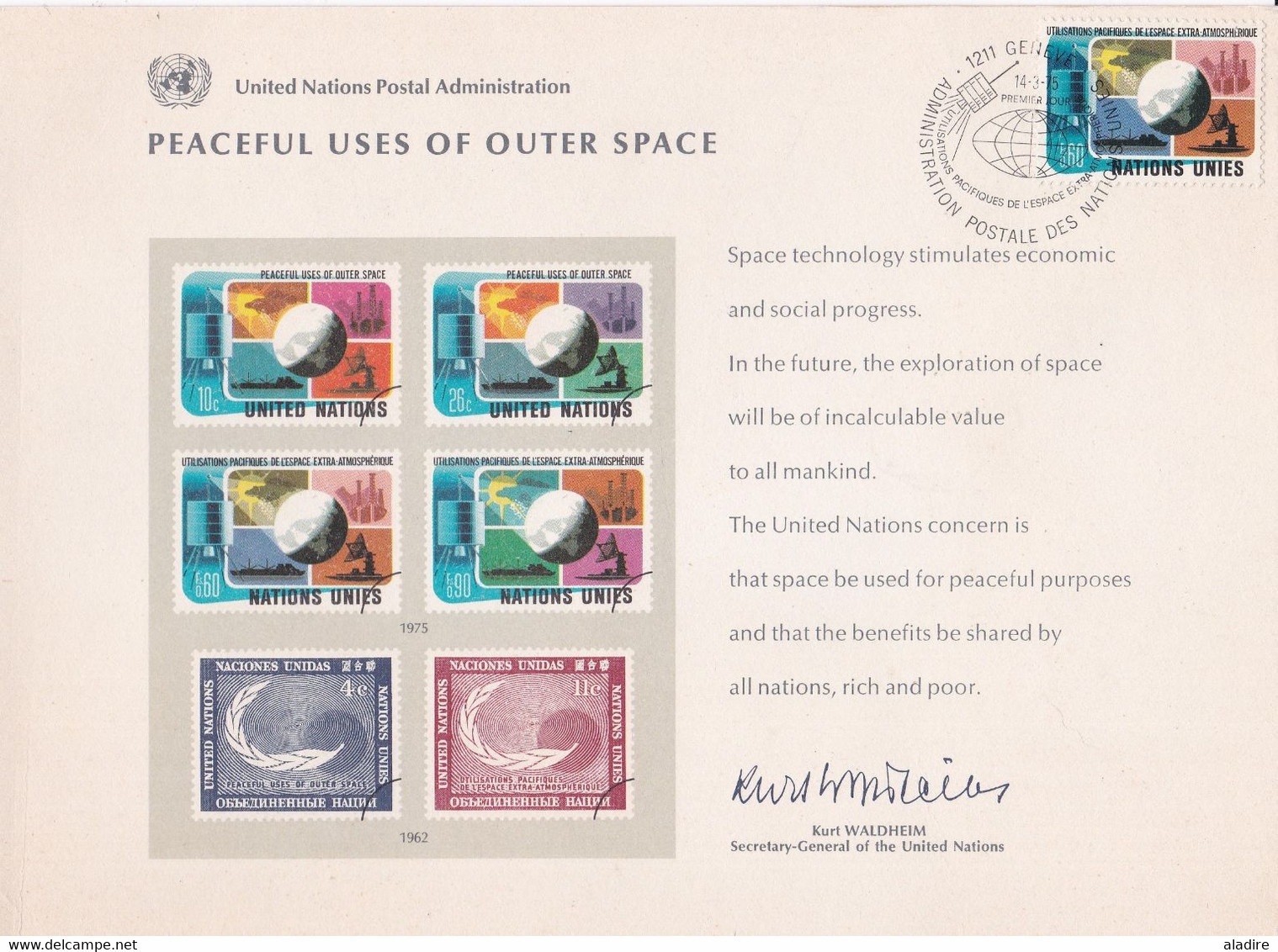 NATIONS UNIES - UNITED NATIONS - 5 Postal Documents - € 1.00 - Mezclas (max 999 Sellos)