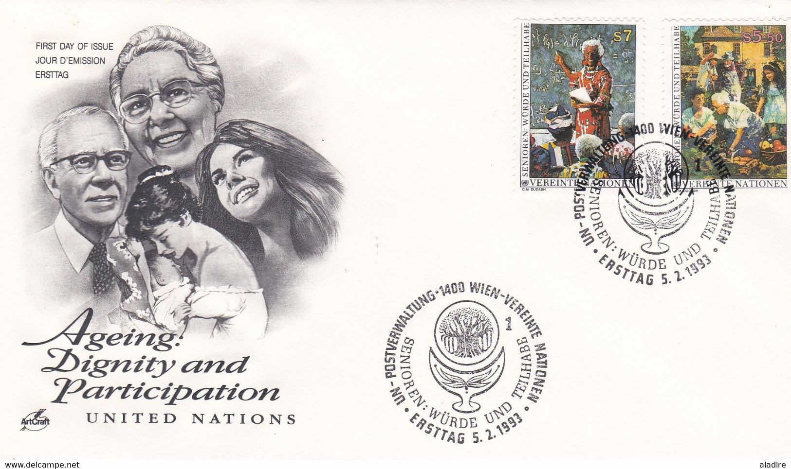 NATIONS UNIES - UNITED NATIONS - 5 Postal Documents - € 1.00 - Mezclas (max 999 Sellos)