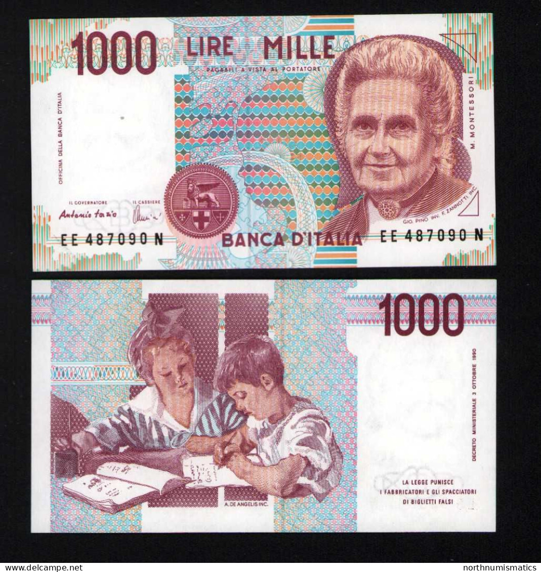 Italy 1000 Lire Unc 3 October1990 Prefix EE----N - Andere & Zonder Classificatie