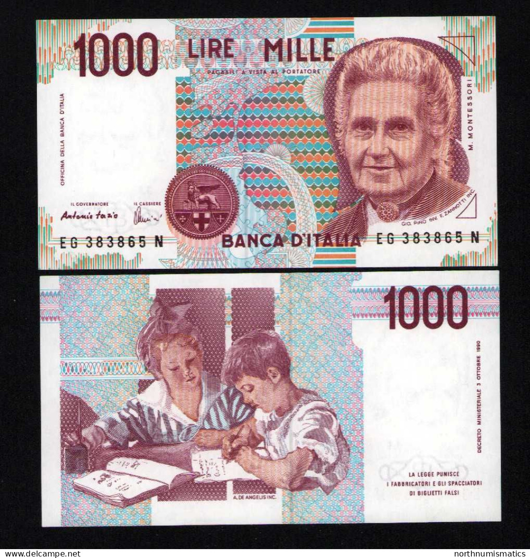 Italy 1000 Lire Unc 3 October1990 Prefix EG---N - Sonstige & Ohne Zuordnung