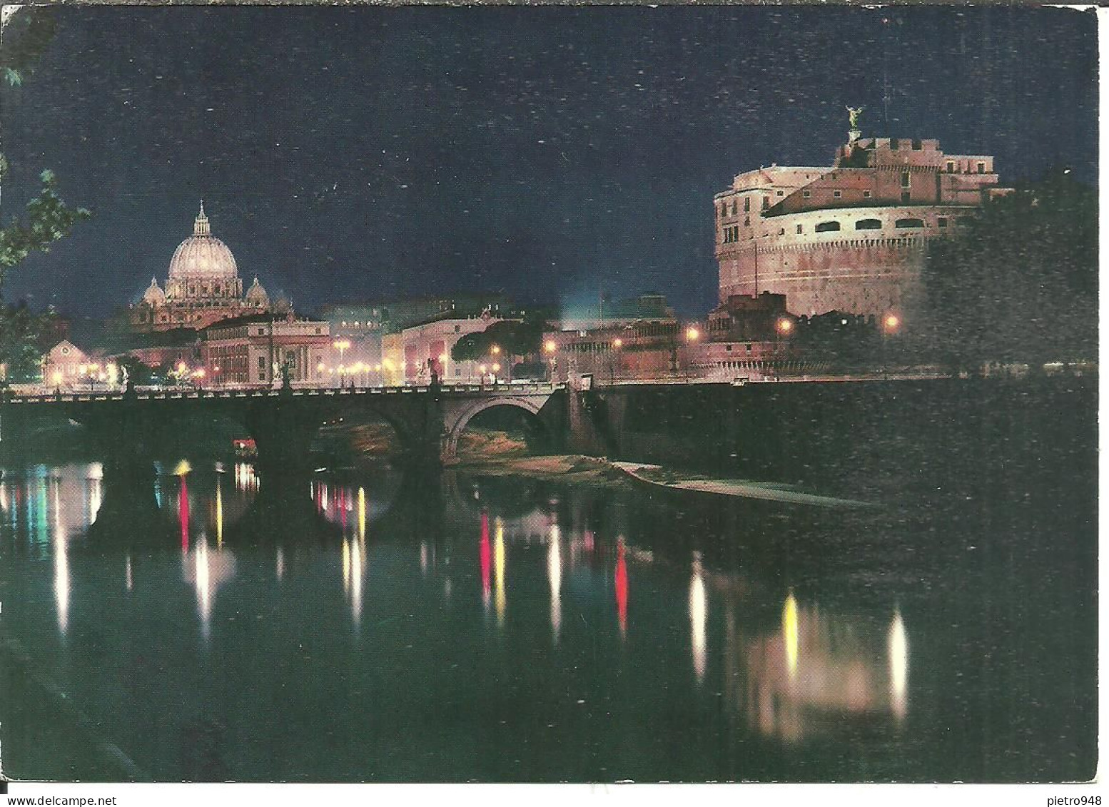 Roma (Lazio) Fiume Tevere, Cupola Basilica Di San Pietro E Castel Sant'Angelo, Notturno, By Night, La Nuit - Castel Sant'Angelo