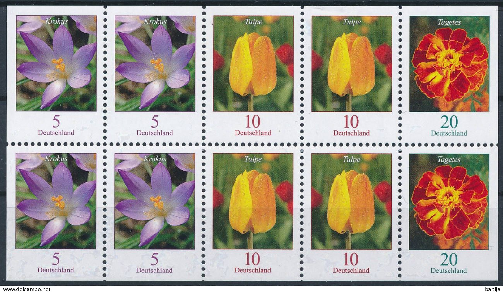 Mi 2471, 2480 & 2484 MNH **  Zd-Kleinbogen, Se-tenant Small Sheet / Flowers, Crocus, Tulip, Marigold - Ungebraucht