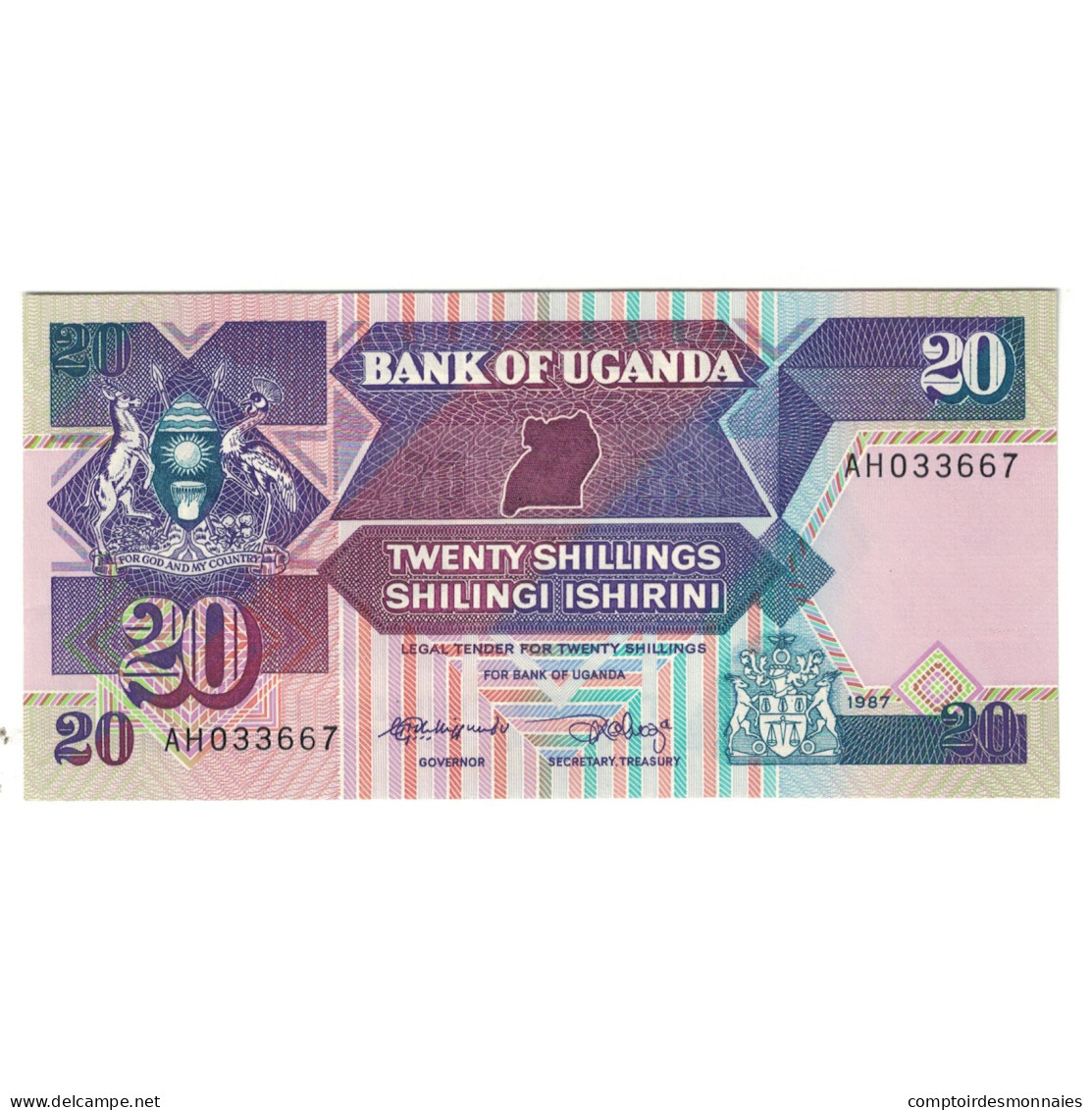 Billet, Uganda, 20 Shillings, 1987, KM:29a, NEUF - Uganda