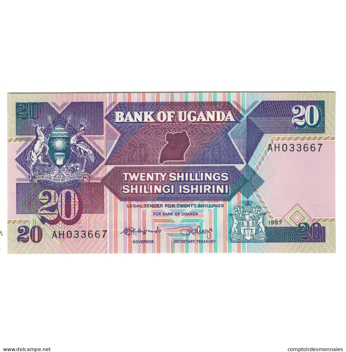 Billet, Uganda, 20 Shillings, 1987, KM:29a, NEUF - Ouganda