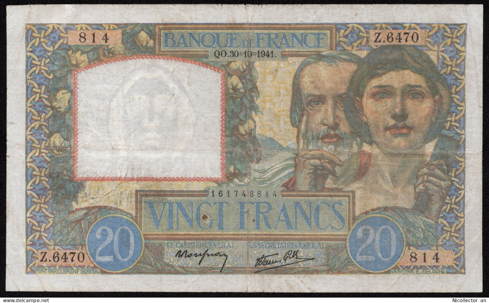 France 20 Francs 1941 ''Science Et Travail'' VF+ Banknote - 20 F 1939-1942 ''Science Et Travail''