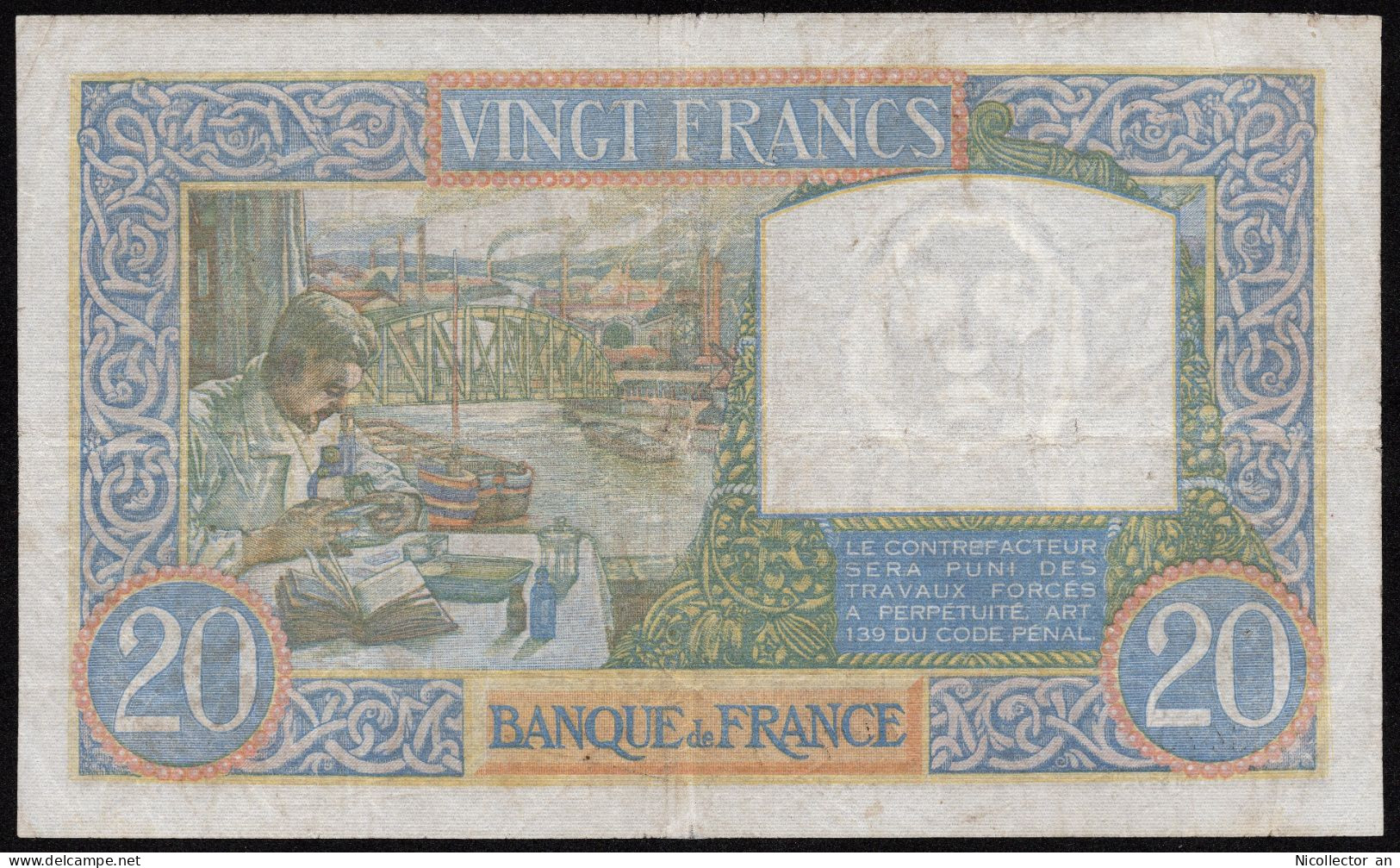 France 20 Francs 1941 ''Science Et Travail'' VF+ Banknote - 20 F 1939-1942 ''Science Et Travail''