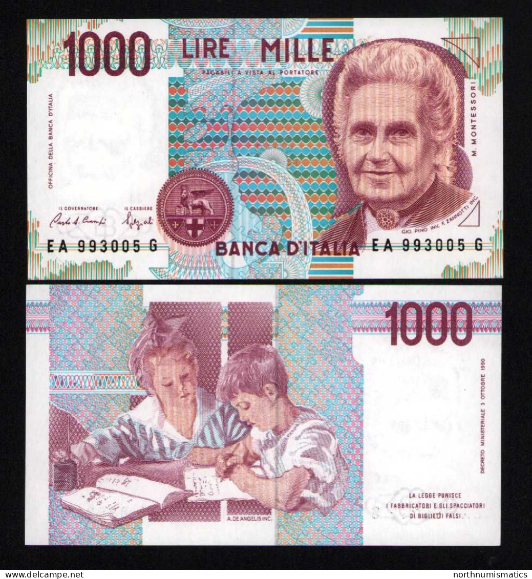 Italy 1000 Lire Unc 3 October1990 Prefix EA---G - Andere & Zonder Classificatie