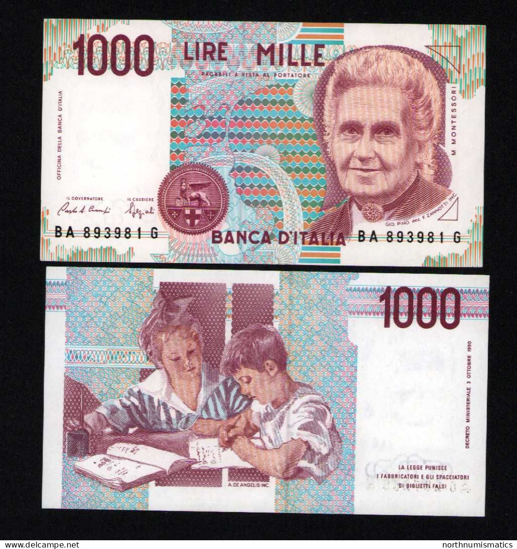 Italy 1000 Lire Unc 3 October1990 Prefix BA---G - Other & Unclassified