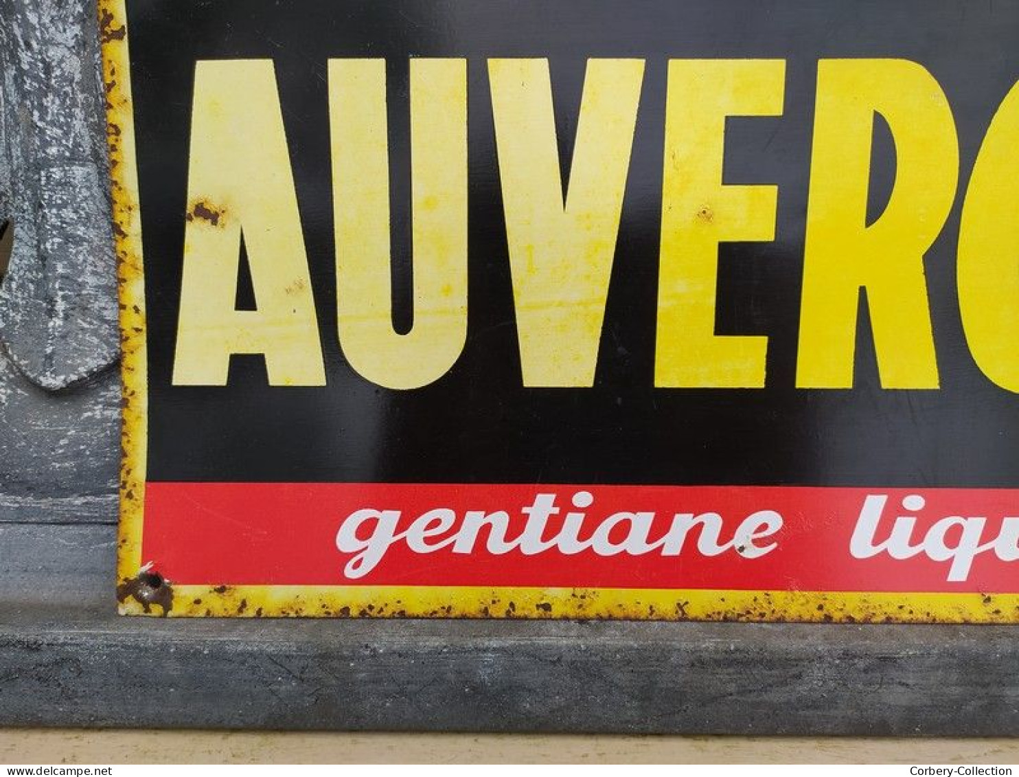 Ancienne Plaque Tôle Auvergne Gentiane Liqueur - Schnaps & Bier