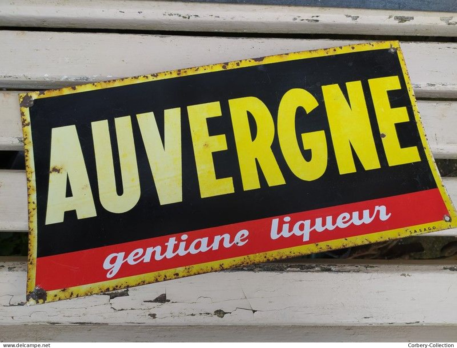 Ancienne Plaque Tôle Auvergne Gentiane Liqueur