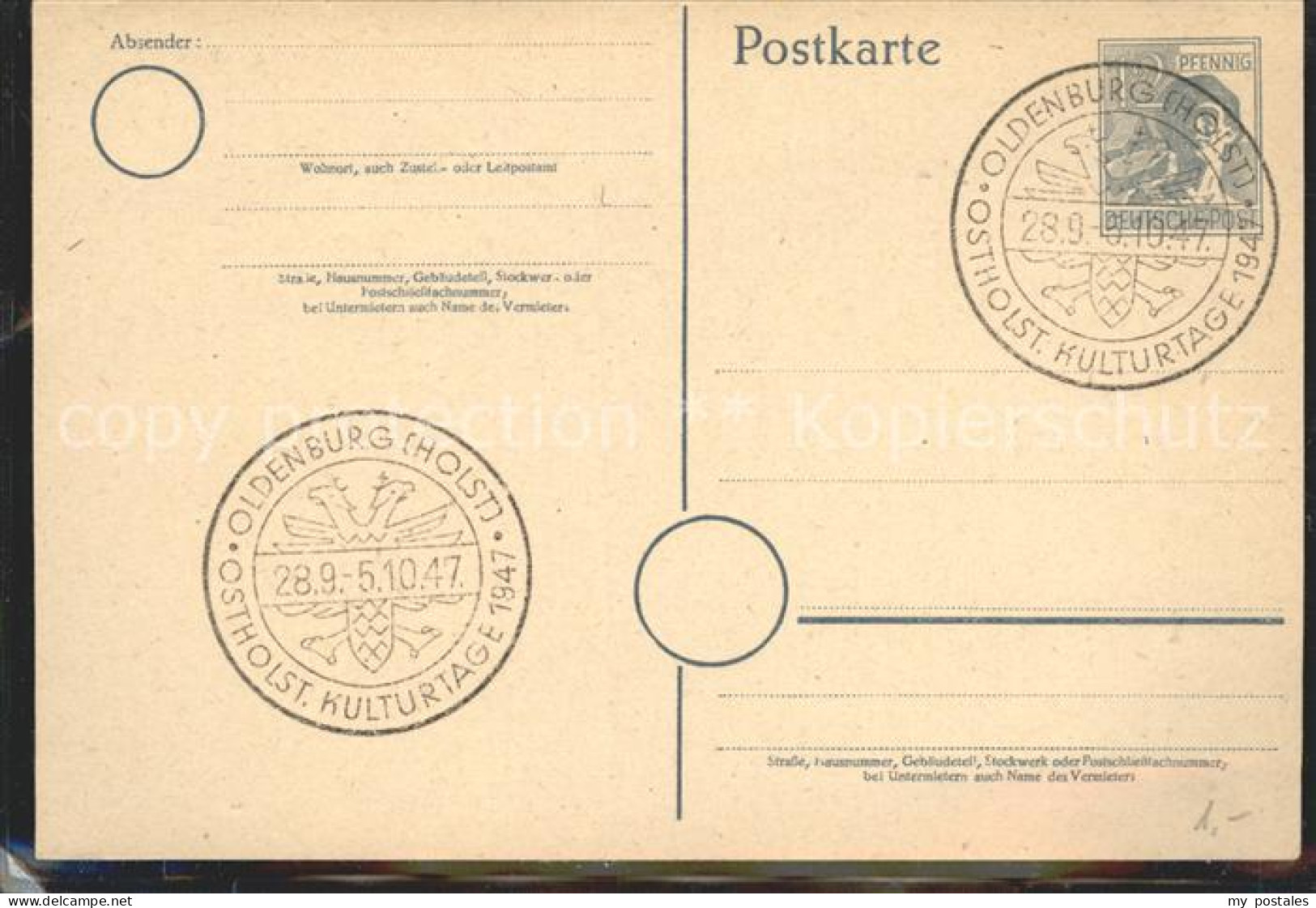 42090114 Oldenburg Holstein Stempel Ostholst Kulturtage 1947 Oldenburg - Oldenburg (Holstein)
