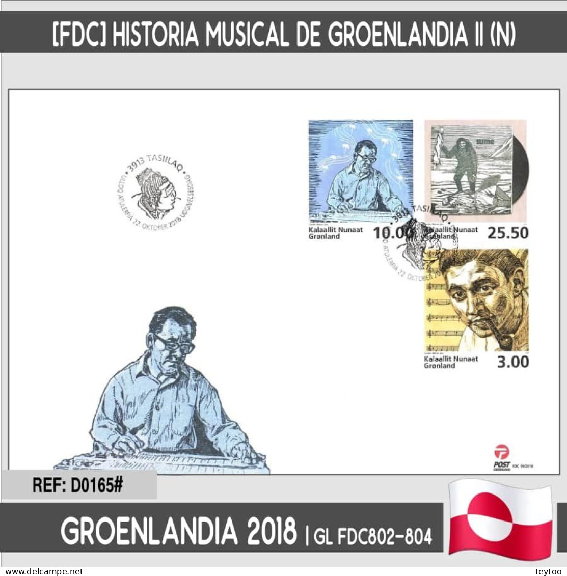 D0165# Groenlandia 2018 [FDC] Historia De La Música En Groenlandia II (N) - FDC