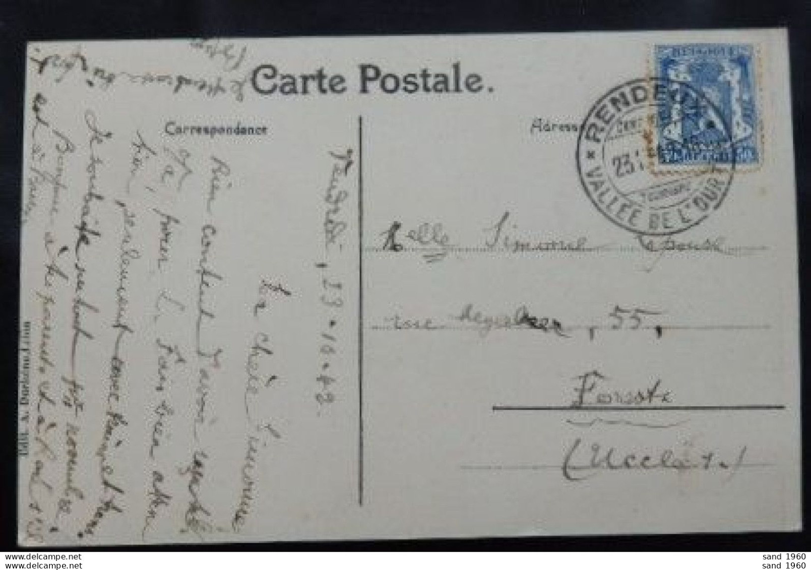 Rendeux-Haut - Au Pied De Falgaule - N°1 - Denrées Coloniales Vins Et Liqueurs AUDEY-PONCELET - Circulé: 1942 - 2Scans - Rendeux
