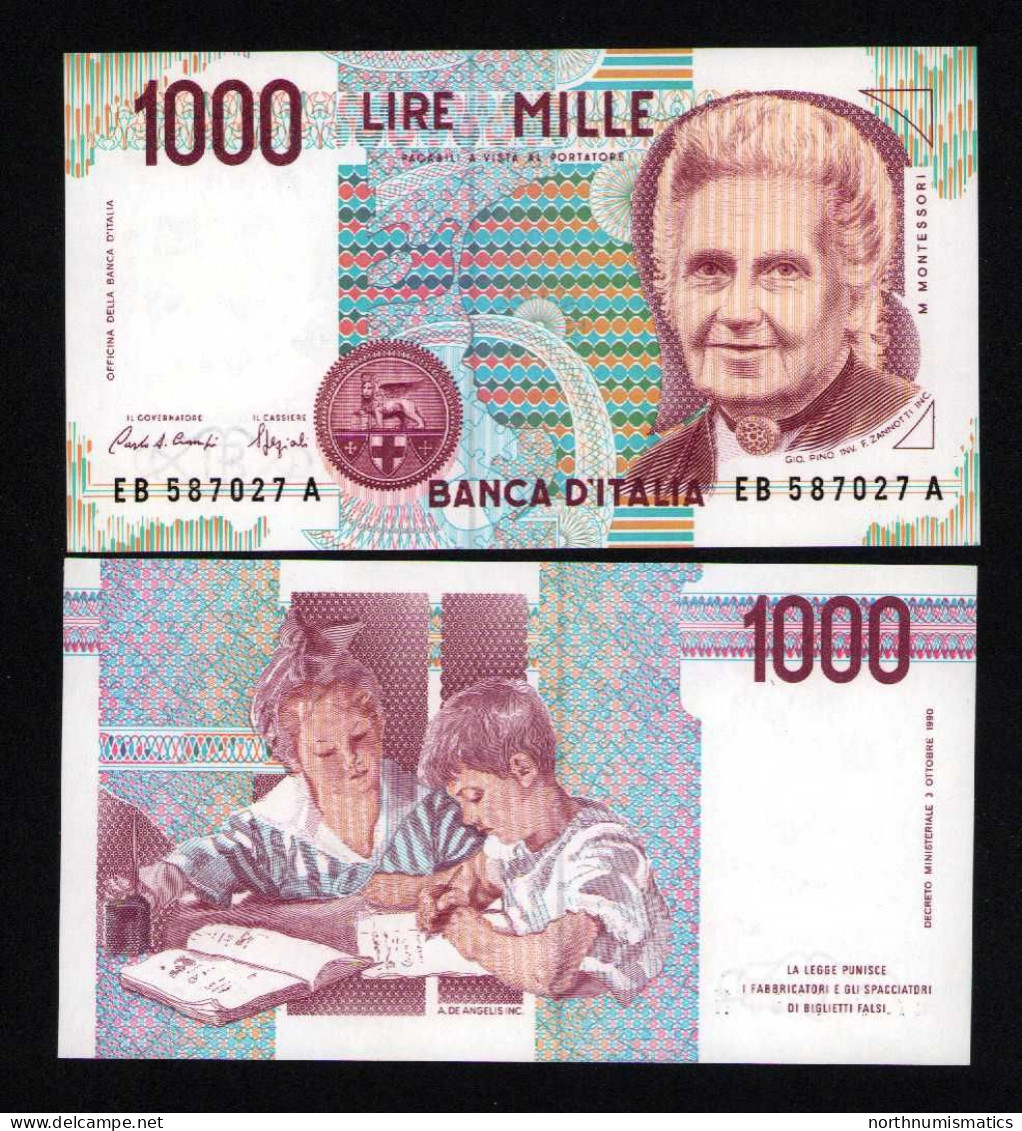 Italy 1000 Lire Unc 3 October1990 Prefix  EB--A - Otros & Sin Clasificación