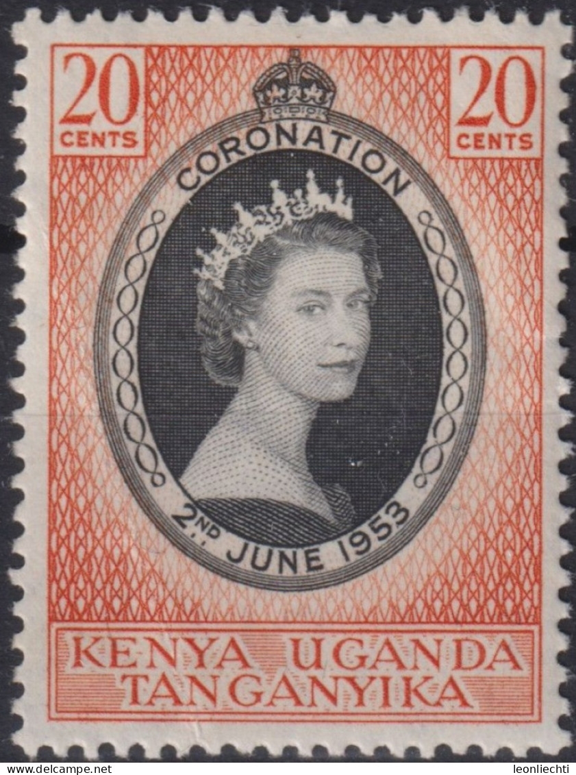 1953 Britisch-Ostafrika (Kenia, Uganda, Tanganyika)*F,  Mi:EA 90, Sn:EA 101, Yt:EA 88, Queen Elizabeth II - Kenya, Uganda & Tanganyika