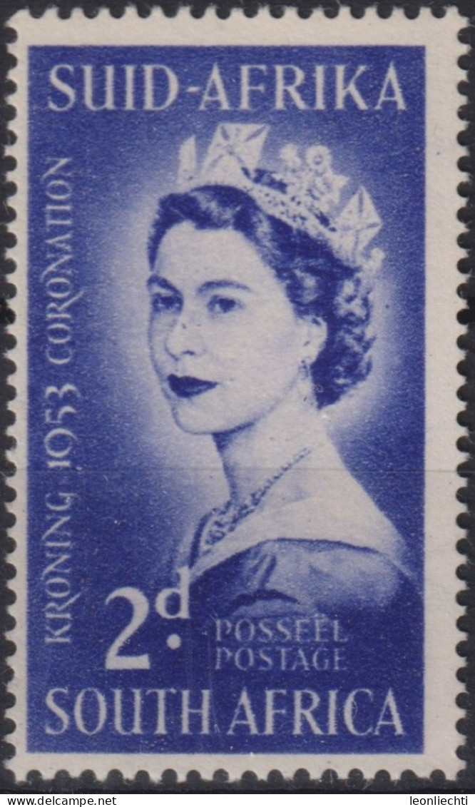 1953 Südafrikanische Union (1910-1961**,  Mi:ZA 231a, Sn:ZA 192, Yt:ZA 193, Queen Elizabeth II - Nuovi