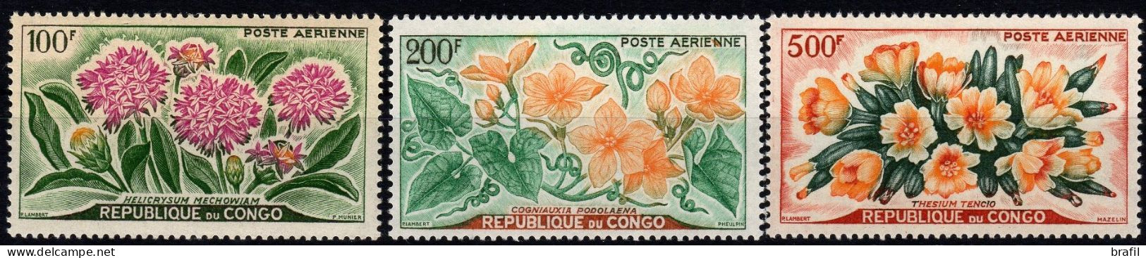 1961 Congo , Fiori Posta Aerea , Serie Completa Nuova (**) - Unused Stamps