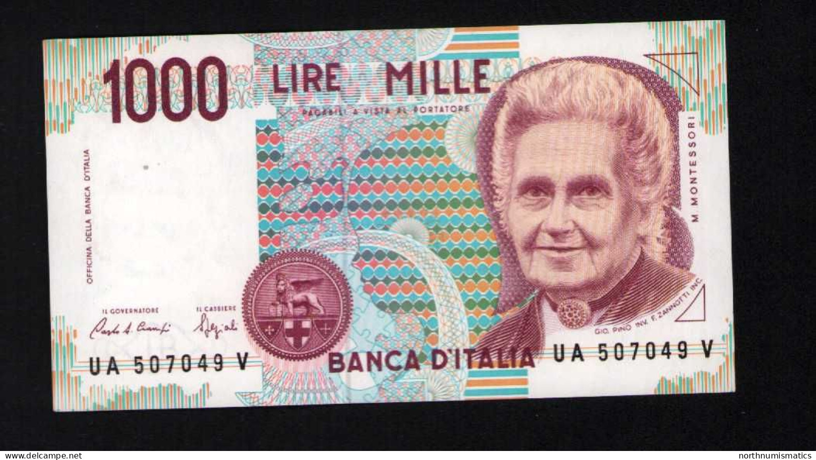 Italy 1000 Lire Unc 3 October1990 Prefix  UA---V - Andere & Zonder Classificatie