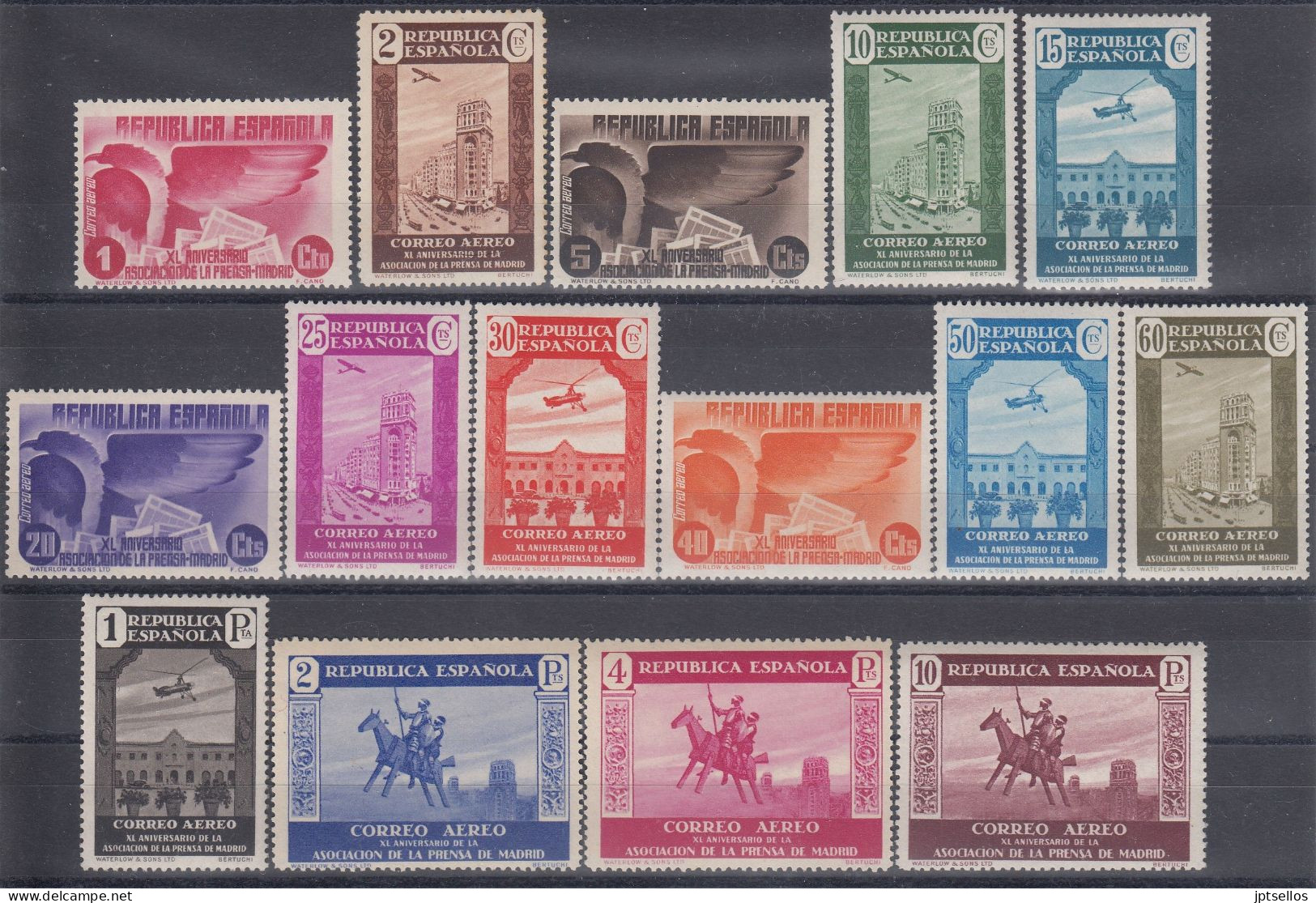 ESPAÑA 1936 Nº 711/725 NUEVO, SIN FIJASELLOS - Unused Stamps